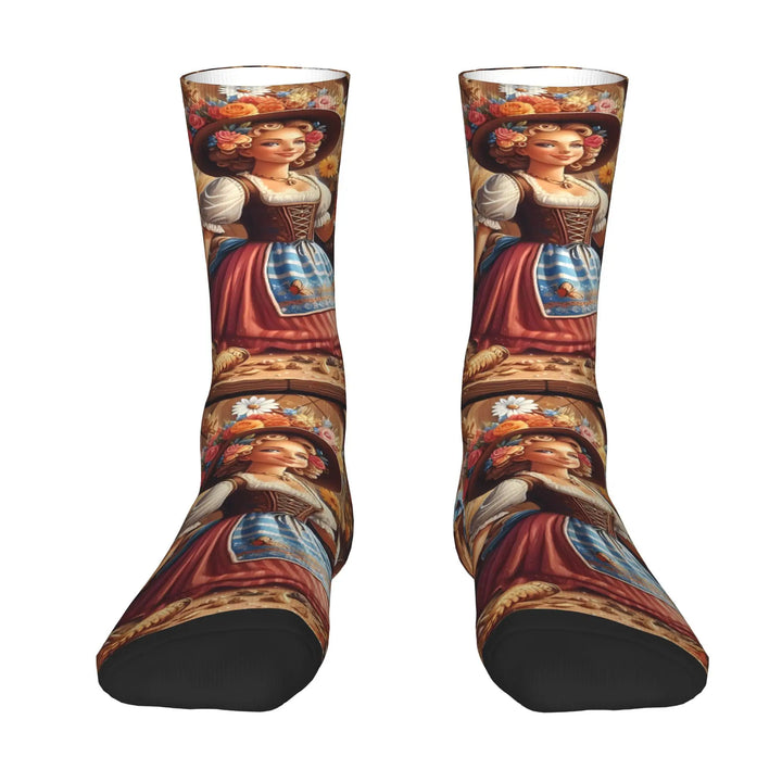 Sokker med Dirndl-print (2-pak) – Trachtensokker Oktoberfest 2025