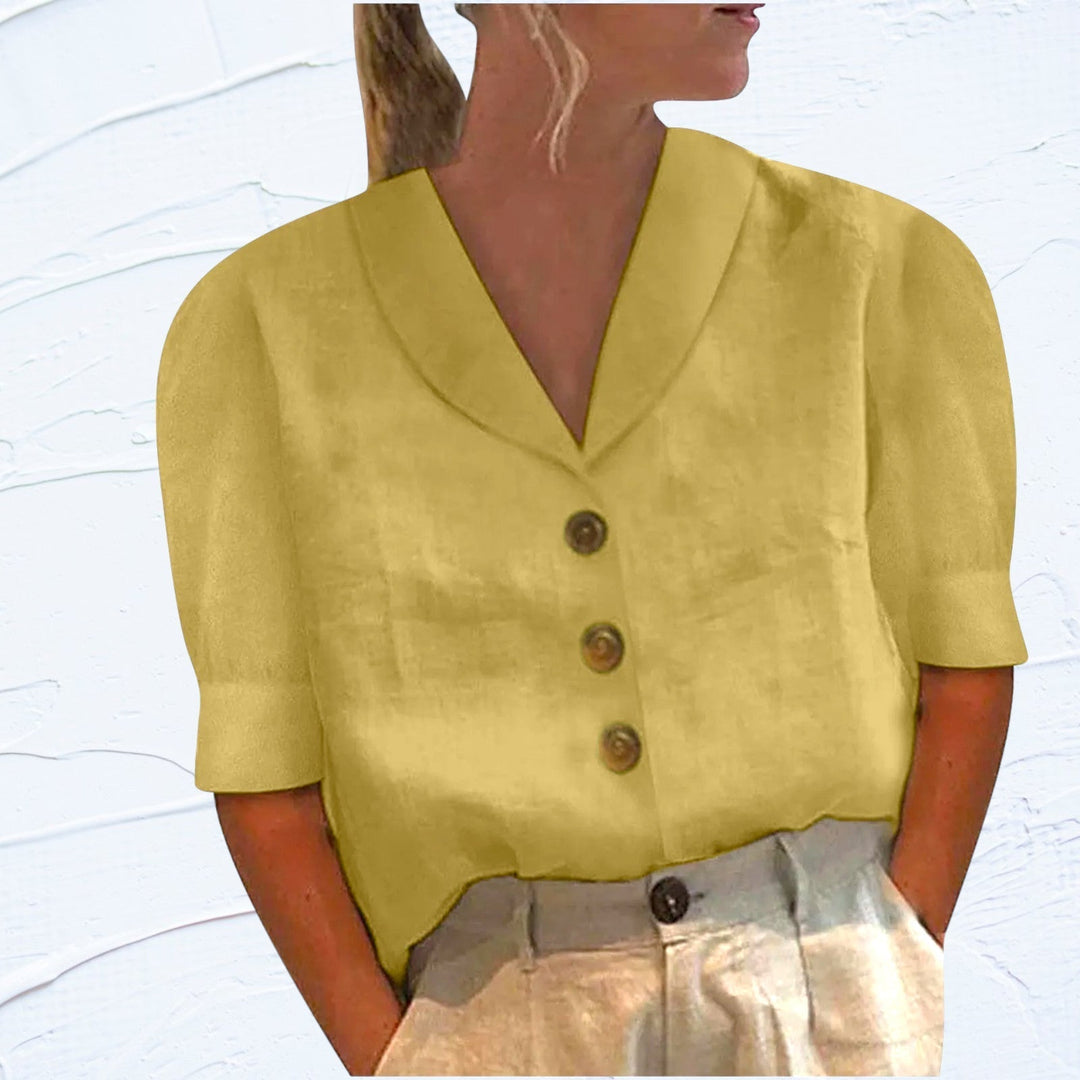 Stylish women's blouse with collar and buttons - Vivienne