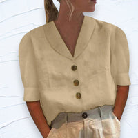 Stylish women's blouse with collar and buttons - Vivienne