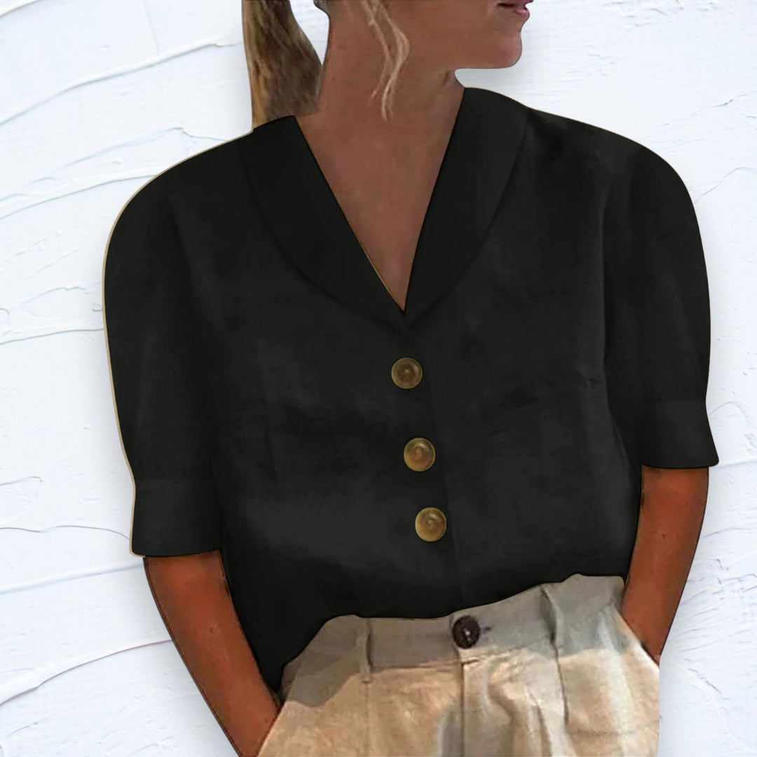 Stylish women's blouse with collar and buttons - Vivienne