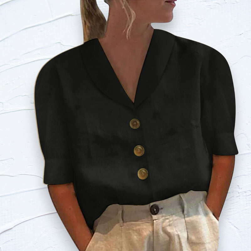 Stylish women's blouse with collar and buttons - Vivienne