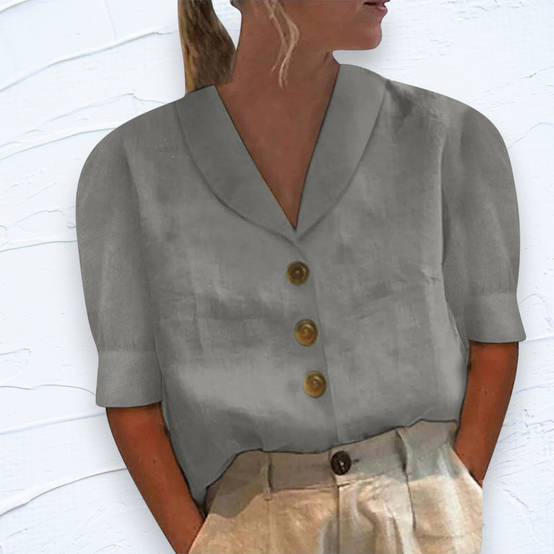 Stylish women's blouse with collar and buttons - Vivienne