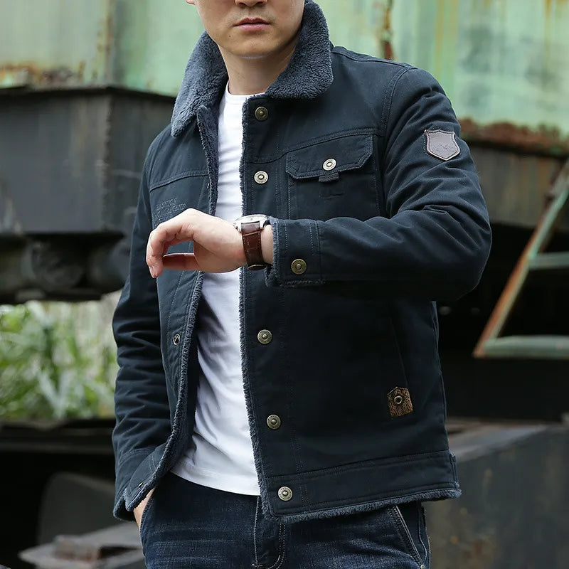 Cool men's jacket with fur collar – Lars