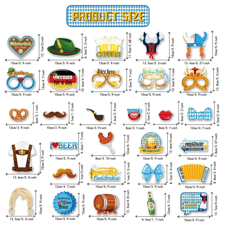 Photo Prop Set in Oktoberfest Design (30 pieces) - Buy 1 Get 1 Free – Fun Oktoberfest 2025