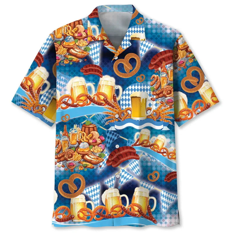 Hawaiian Shirt with Beer & Pretzel Pattern – Party Mood Oktoberfest 2025
