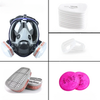Full face mask with anti-fog lens and industrial gas filters