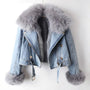 Denim- und Kunstfell-Eleganzjacke - Stella