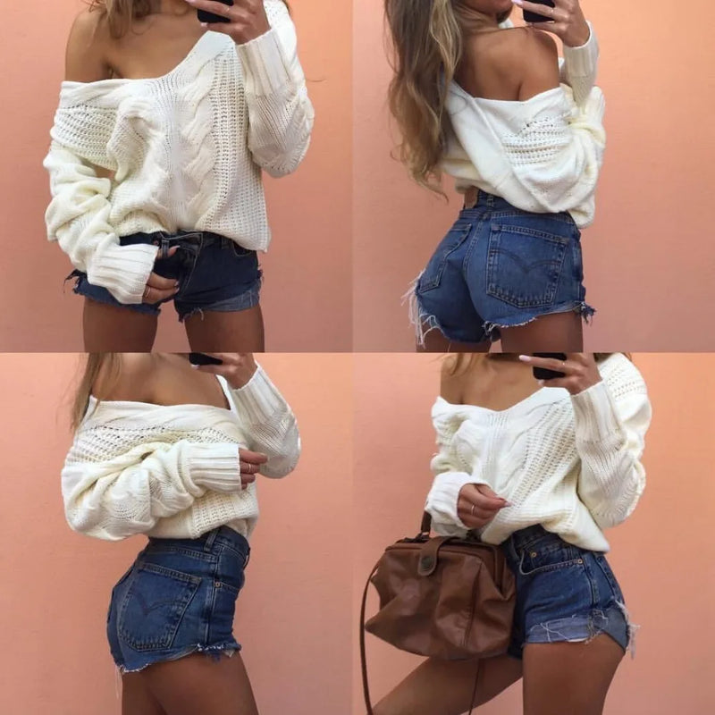 Women's Oversize Knit Sweater with Long Sleeves – Thalia