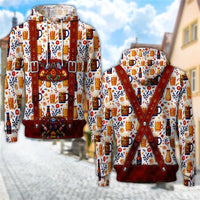 Sudadera con capucha 3D Trachten con estampado de jarra de cerveza – ProstZeit Oktoberfest 2025