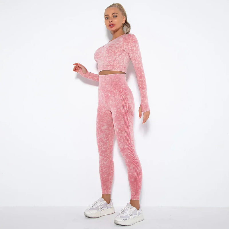 Conjunto de yoga para mujer sin costuras con top corto - Nova