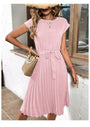 Plissiertes A-Linien-Sommerkleid mit kurzen Ärmeln – Melina