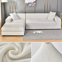 Stretch velour sofa cover with luxurious finish – Sofina