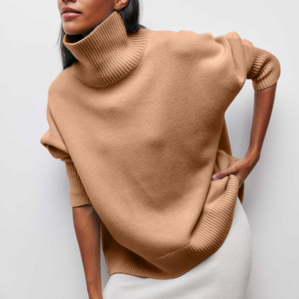 Soft Oversized Women's Turtleneck Sweater - Celeste