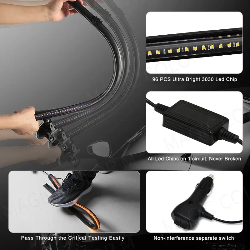 Tira de luz estroboscópica de 96 LED – Veyra – (Advertencia de emergencia para autos)