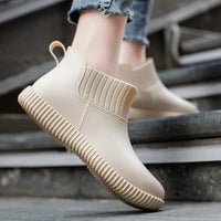 Botines de lluvia para mujer impermeables con caña de punto y suela antideslizante – Liora
