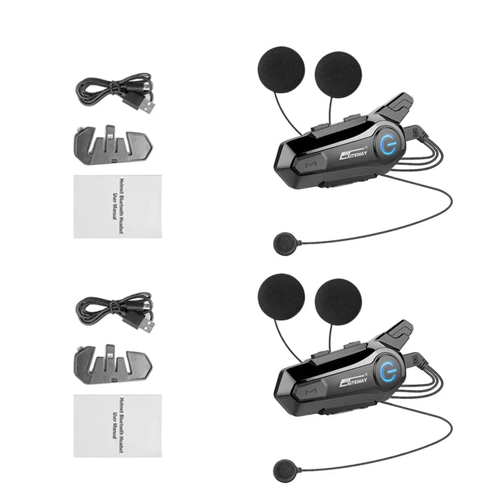 AA OOS Bluetooth motorcykelhjelm intercom headset med 1000 m rækkevidde og IPX6 vandtæt – RoadComm