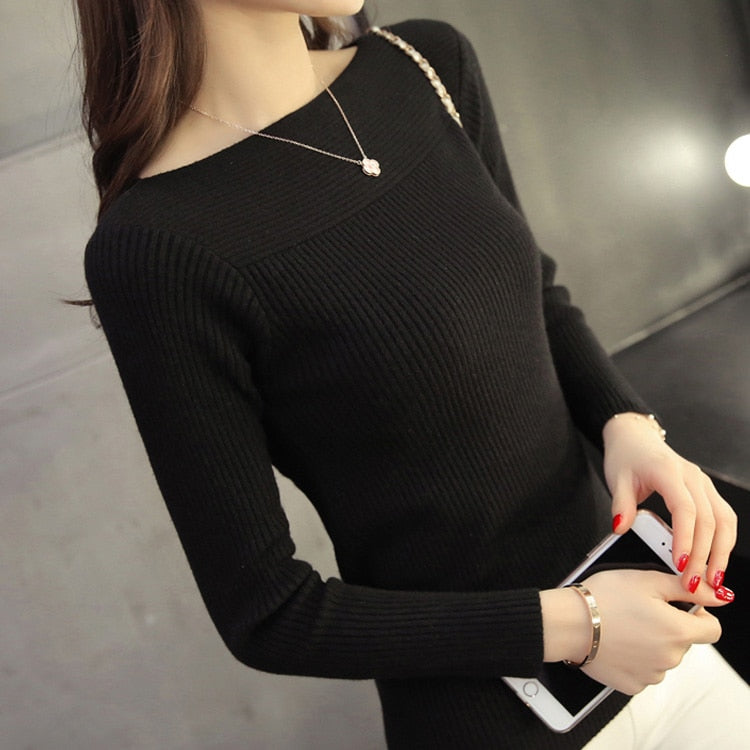 Women's knitted sweater with boat neckline – Maris