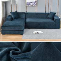 Stretch velour sofa cover with luxurious finish – Sofina