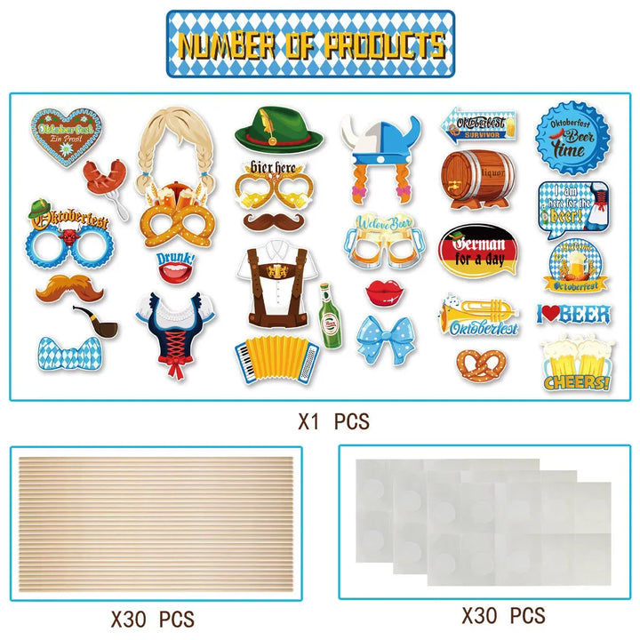 Photo Prop Set in Oktoberfest Design (30 pieces) - Buy 1 Get 1 Free – Fun Oktoberfest 2025