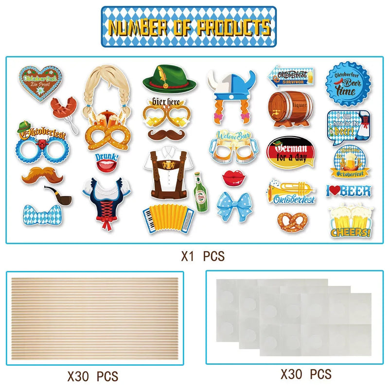 Photo Prop Set in Oktoberfest Design (30 pieces) - Buy 1 Get 1 Free – Fun Oktoberfest 2025