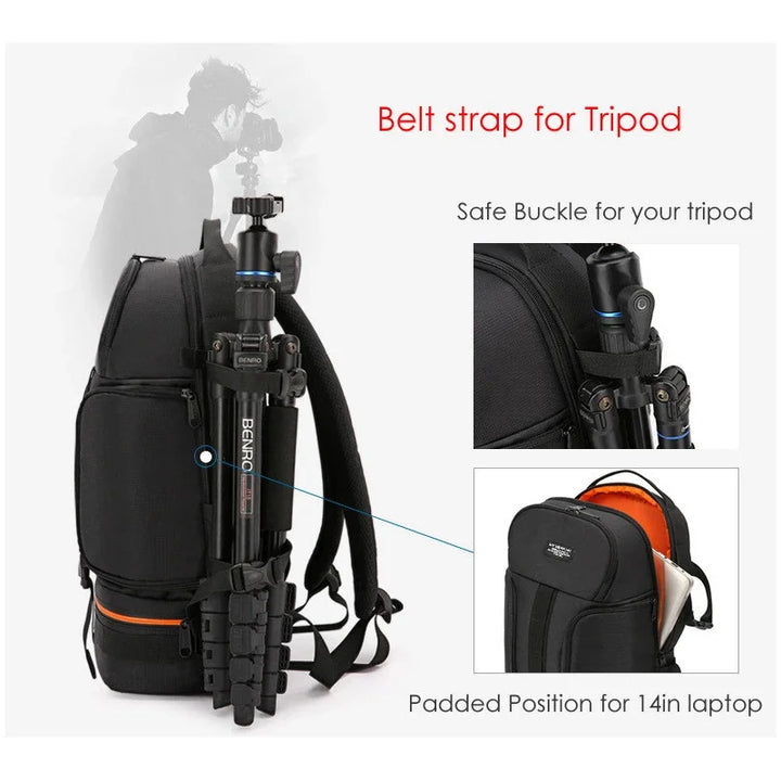 Professional Waterproof DSLR Camera Backpack with Tripod Strap and Rain Cover – Darius