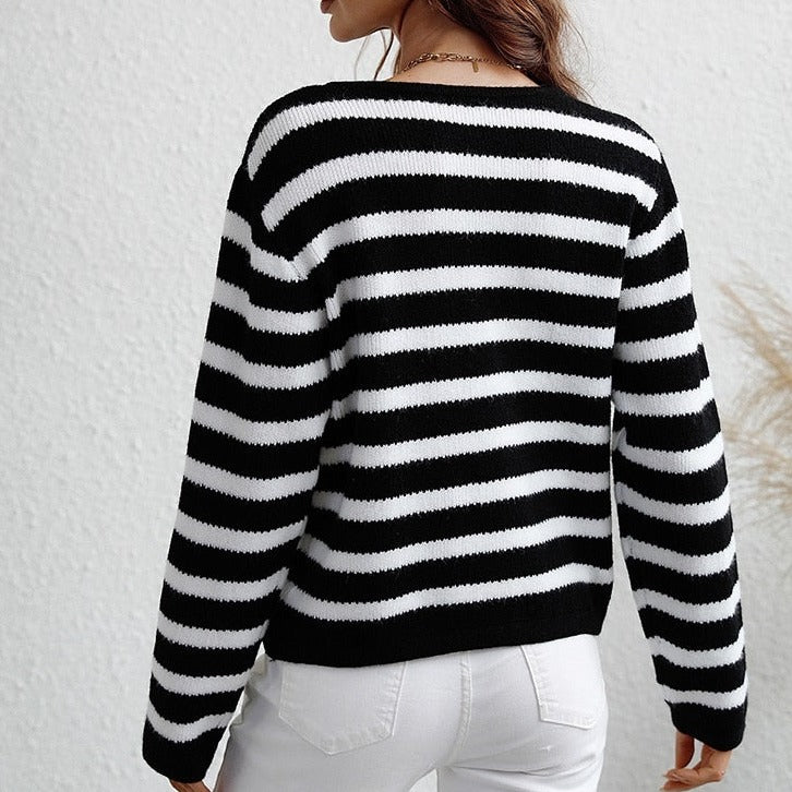 Striped Women's Autumn Cardigan – Leona