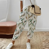 Boho women's pants with leaf pattern – Selina