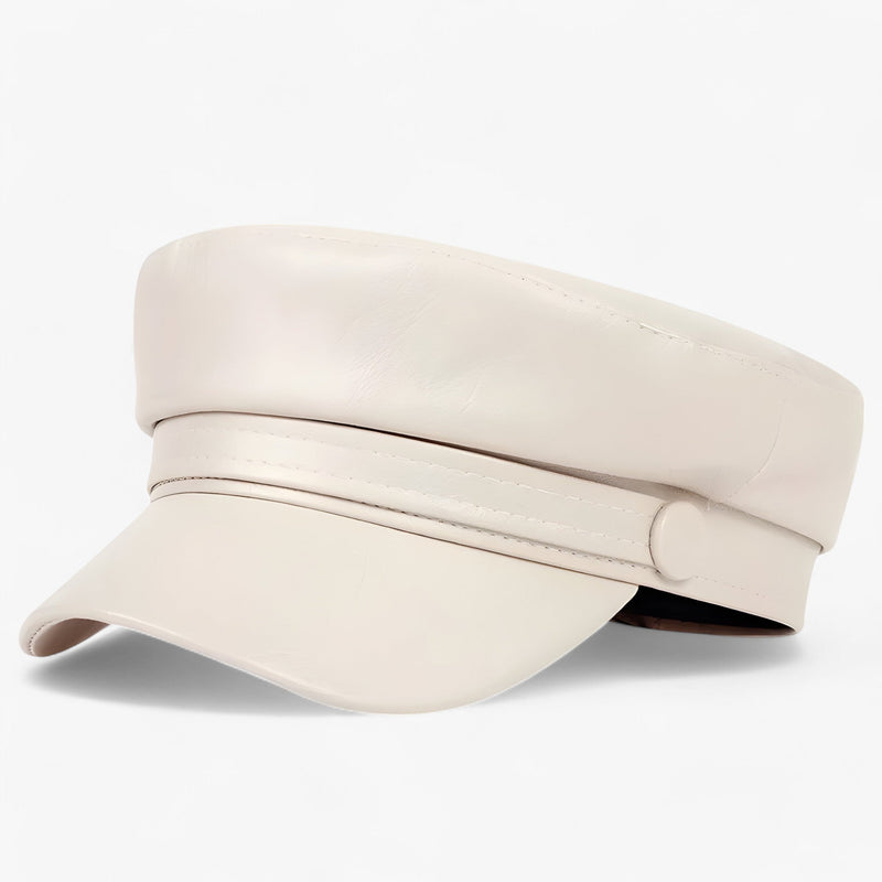 Octagonal Women's Newsboy Cap made of PU Leather – Valence