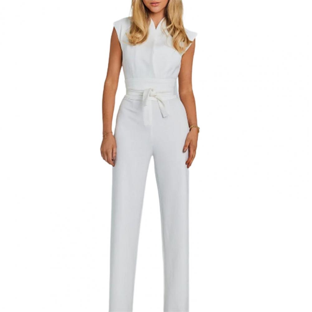 Airy women's jumpsuit with wide legs and V-neck – Maribel