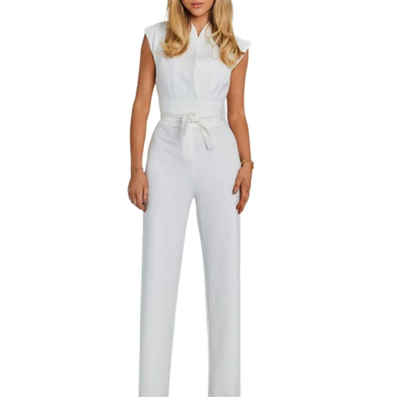Airy women's jumpsuit with wide legs and V-neck – Maribel
