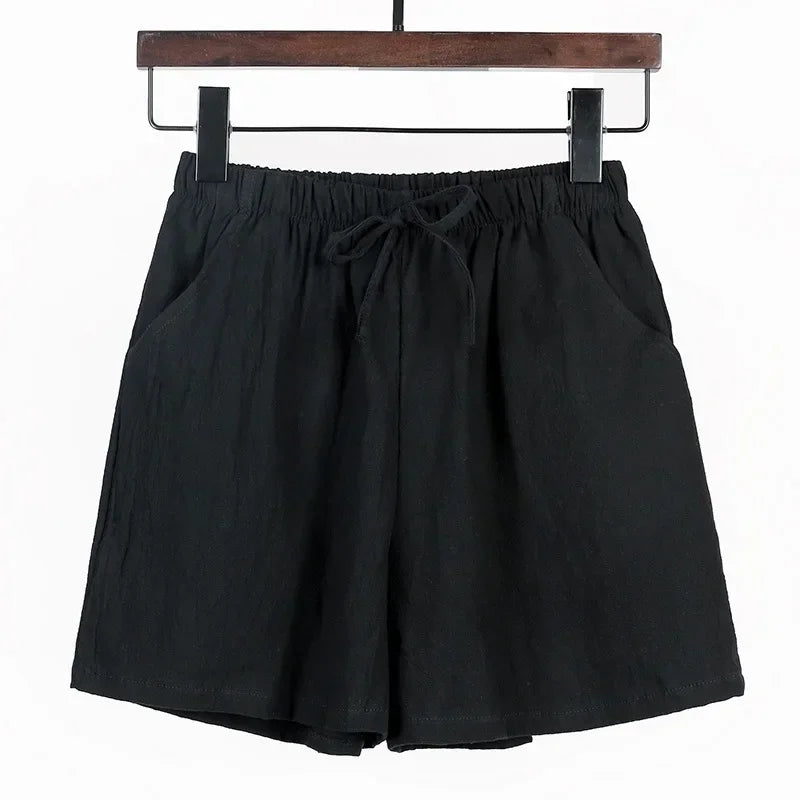 Luftige dame-lærredsshorts med høj talje og sporty pasform – Fenja