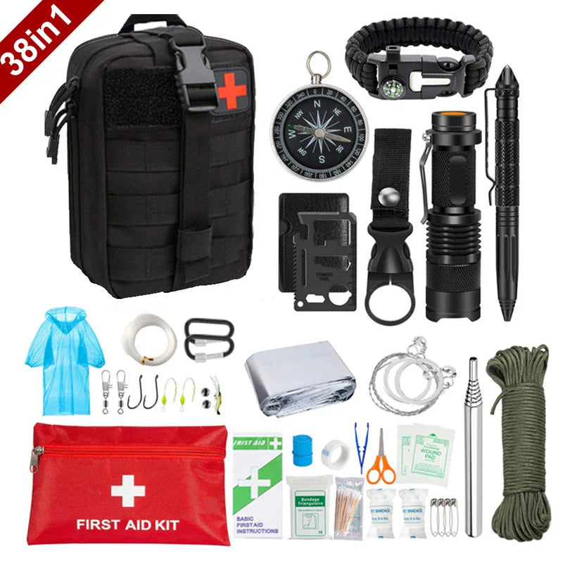 Kit de primeros auxilios y supervivencia 38 en 1 – SurvivalAid