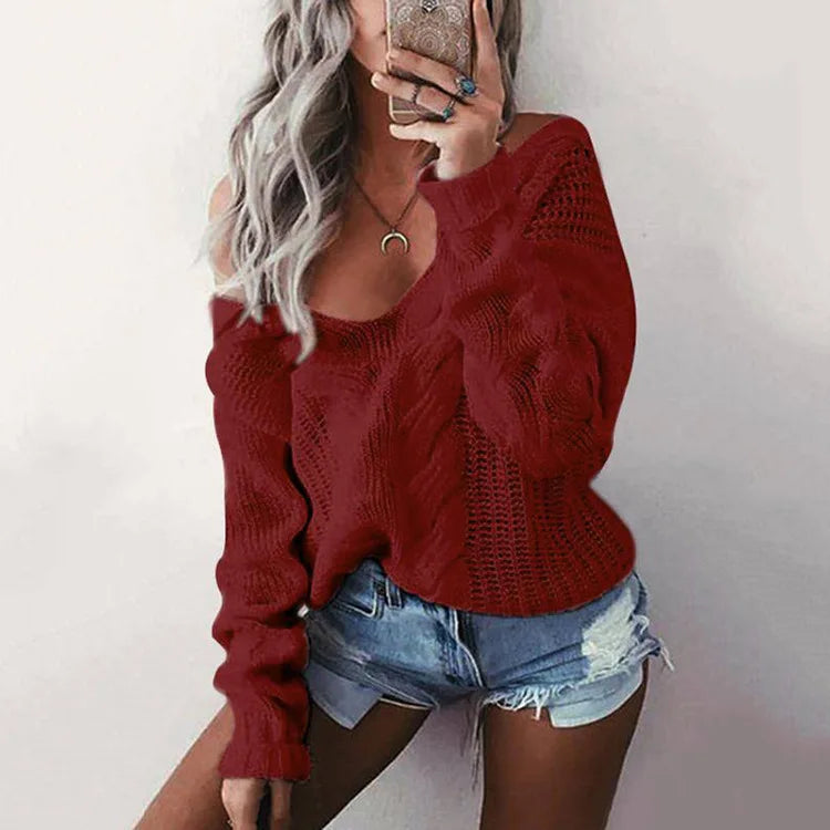 Women's Oversize Knit Sweater with Long Sleeves – Thalia
