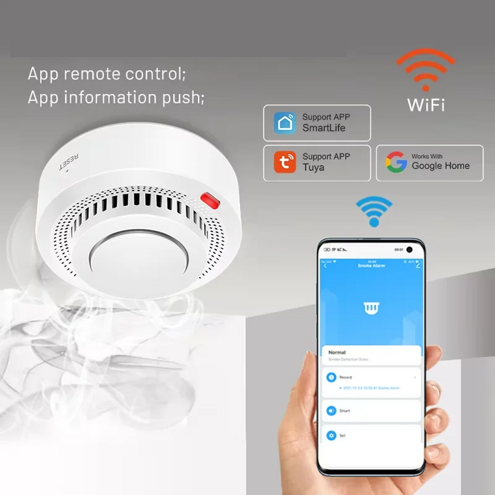 Intelligent WiFi Smoke Detector Fire Alarm 85dB – SafeSense