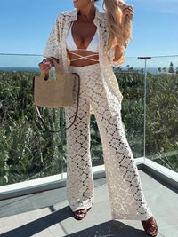 Two-piece women's lace outfit with wide pants – Livia