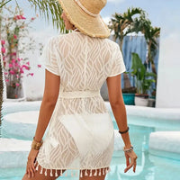 Airy beach dress lace with V-neck & maxi length – Amelina
