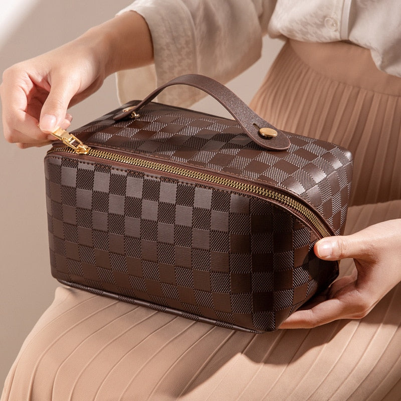 Cosmetic Bag made of PU Leather with Compartments – LuxeCarry