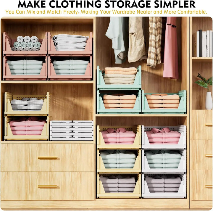 5er-Pack stapelbare faltbare Kleiderschrank-Aufbewahrungsboxen – Liora