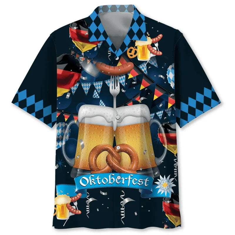 Hawaiian Shirt with Beer & Pretzel Pattern – Party Mood Oktoberfest 2025