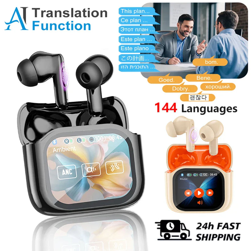 Touch Screen Translation Headphones with Noise Cancellation – Avelora