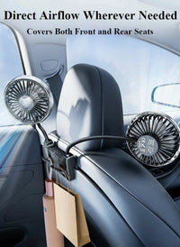 Dual-Head Rear Table Fan – Eary – (USB-C Rechargeable)