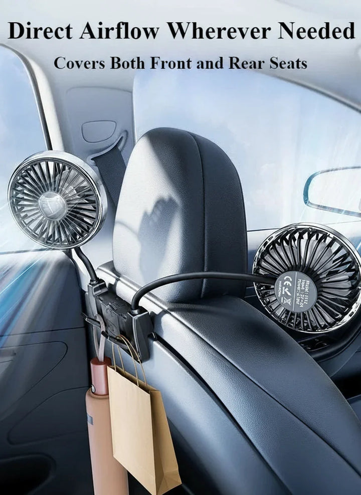 Dual-Head Rear Table Fan – Eary – (USB-C Rechargeable)
