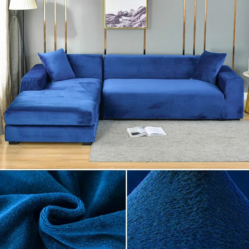 Stretch velour sofa cover with luxurious finish – Sofina