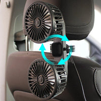 Tragbarer USB-Dual-Head-Auto-Lüfter 360° drehbar mit 3 Geschwindigkeiten – CoolBreeze