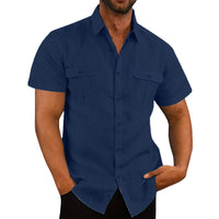 Men's Short-Sleeve Shirt with Chest Pockets and Kent Collar – Lennard