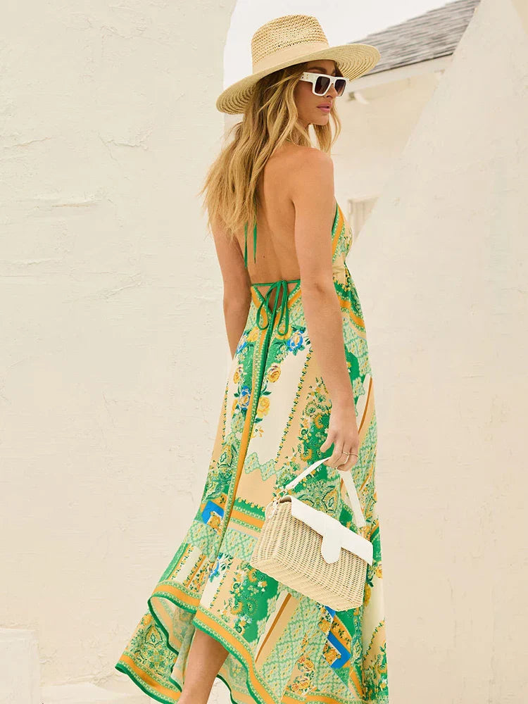 Airy & Stylish Boho Maxi Dress with Halterneck for Women – Naya
