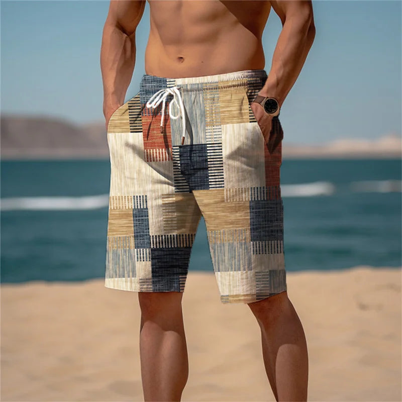 Pantalones cortos de playa para hombre algodón estampado 3D transpirable look de verano - Jamal