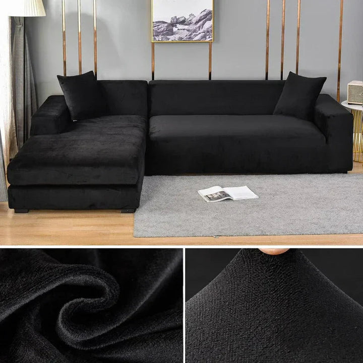 Stretch velour sofa cover with luxurious finish – Sofina