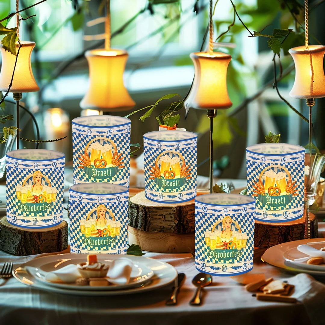 Set de faroles de mesa con diseño Oktoberfest (12 piezas, 1+1 gratis) – LampenFreude Oktoberfest 2025