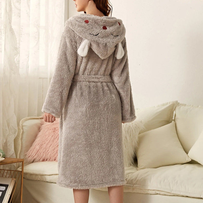 Warm flannel bathrobe with hood and bunny ears – BunnyHug
